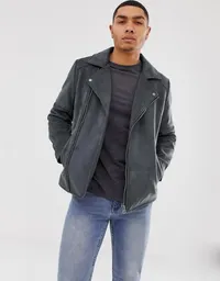 ASOS DESIGN faux suede biker jacket in grey | was £40.00 | now £22.00 at ASOS