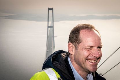 Tour de France director Christian Prudhomme in front of the Great Belt Bridge