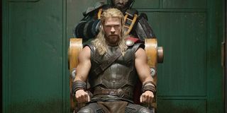Thor getting a haircut in Ragnarok