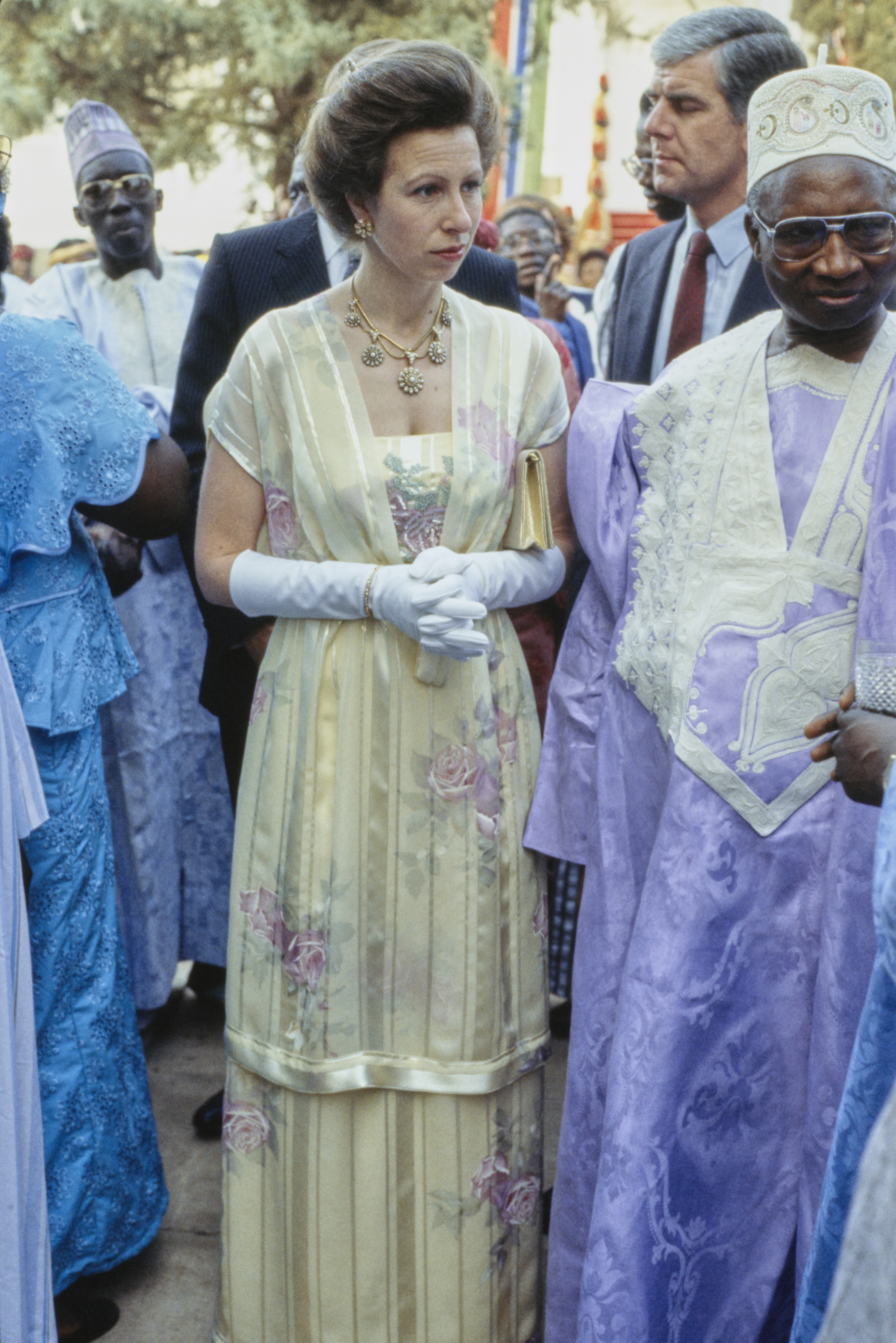 Princess Anne wearing a yellow gown in 1984