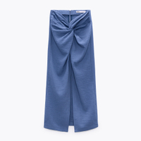 TEXTURED MIDI SKIRT WITH KNOT, £27.99
