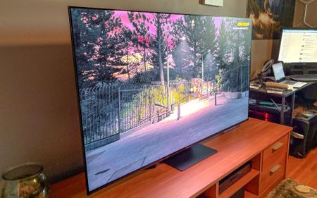 Samsung S95D OLED TV shown in a living room