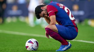 Barcelona midfielder Ilkay Gundogan reacts after defeat to Real Madrid in El Clasico at Montjuic in October 2023.