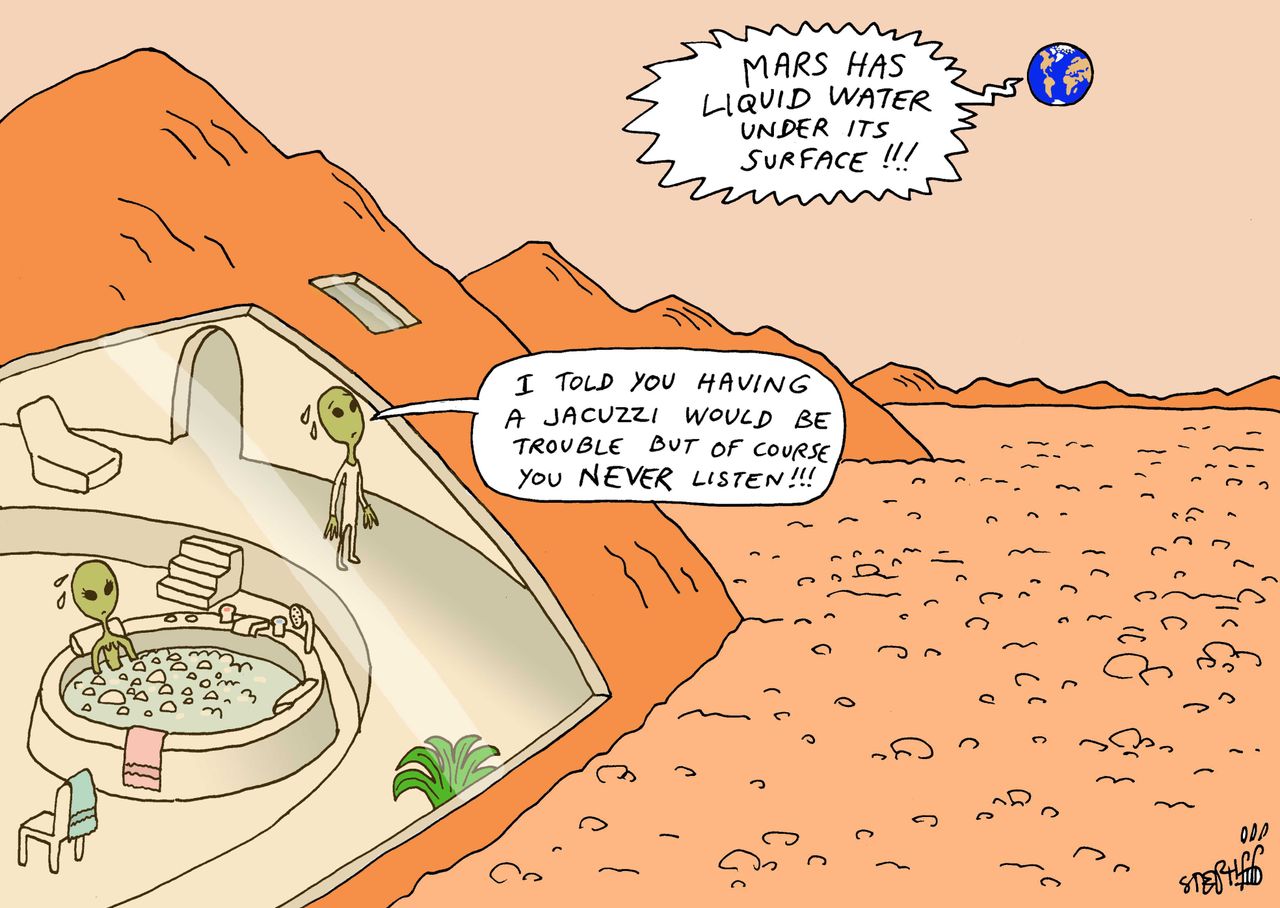 Editorial cartoon U.S. Lake on Mars aliens