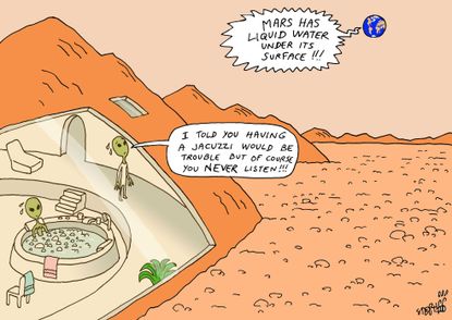 Editorial cartoon U.S. Lake on Mars aliens