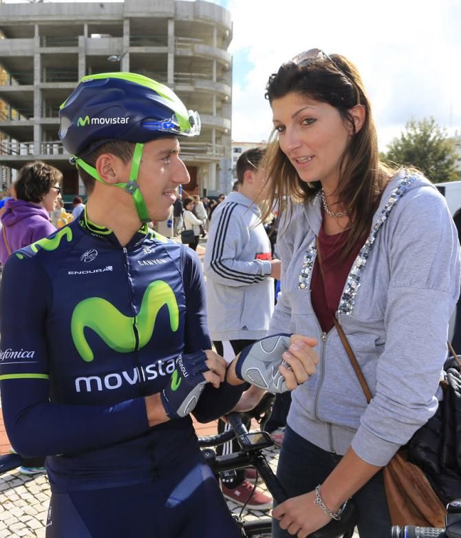 Adriano Malori (Movistar) awaits the start of stage 2 at the Volta ao Algarve