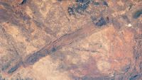 An astronaut photo showing a section of the Great Dyke of Zimbabwe 
