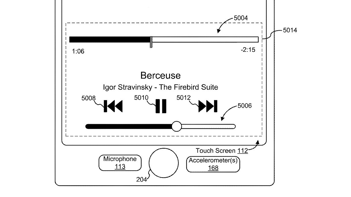 Gambar dari paten Apple menunjukkan bagaimana haptics dapat digunakan pada kontrol volume