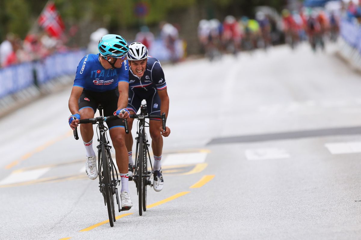Gianni Moscon (Italy) with Julian Alaphilippe (France) for company