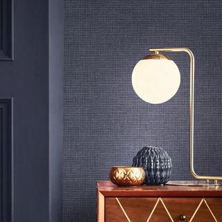 Graham & Brown navy 'Rustic Weft Denim' wallpaper