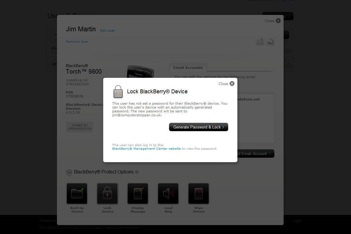 Step 11: Lock a Blackberry remotely