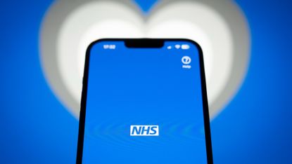 NHS app seen on a smartphone, July 2023