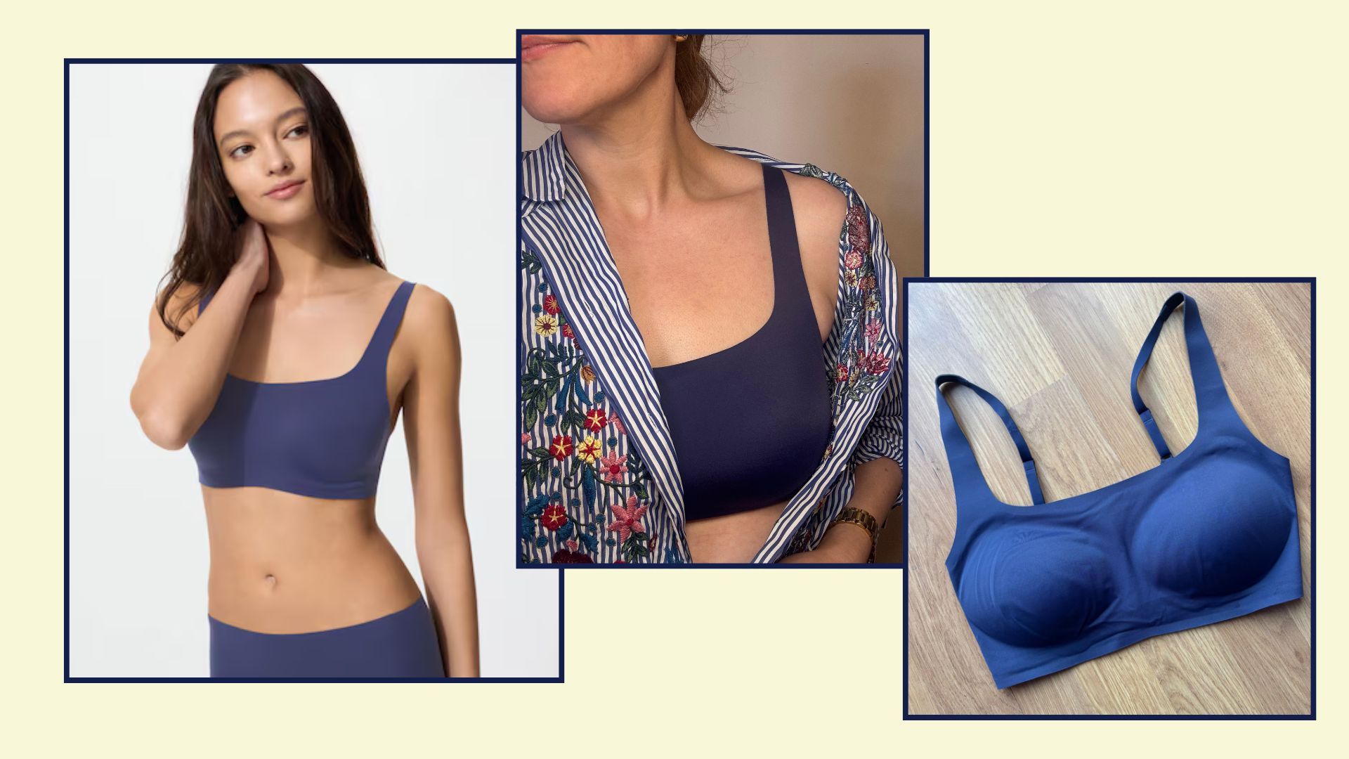 a model and matilda wearing the uniqlo bra