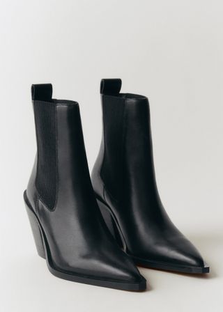 Leather Pointed Ankle Boots - Women | Mango United Kingdom