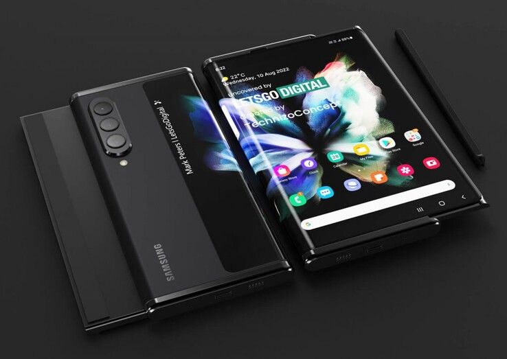 Renders of Samsung Galaxy Z Slide/Roll based on patent sketches