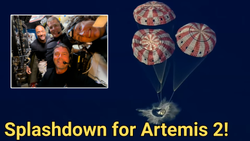 Splashdown for Artemis 2 lead art