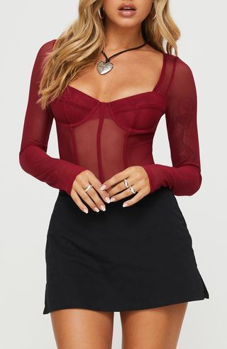 Leonie Long Sleeve Mesh Bodysuit