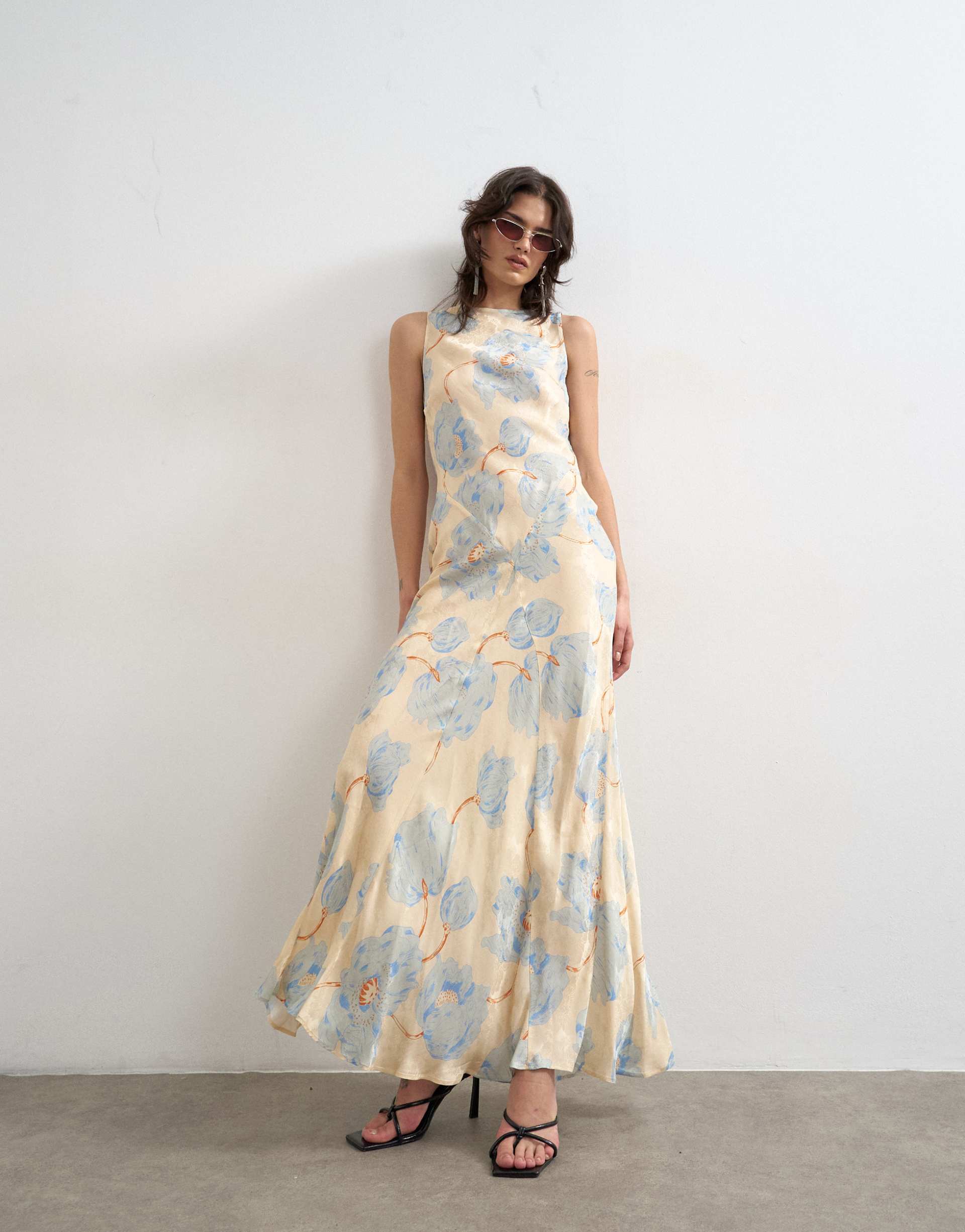 Topshop, Satin Racer Neck Maxi Dress
