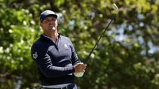 Bryson DeChambeau of the United States plays his shot from the fourth tee during the second round of the 2024 Masters Tournament