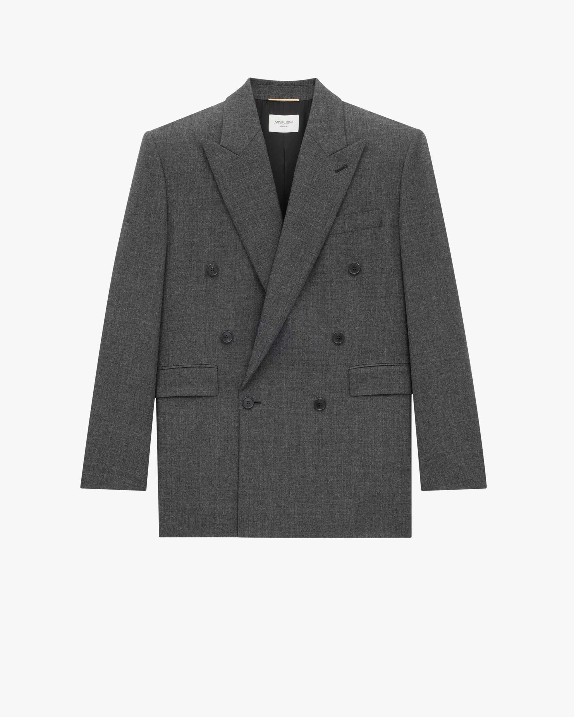 Double-Breasted Long Jacket in Wool