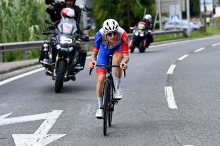 BILBAO SPAIN AUGUST 24 Jake Stewart of United Kingdom and Team Groupama FDJ attacks in the breakaway during the 77th Tour of Spain 2022 Stage 5 a 1872km stage from Irn to Bilbao LaVuelta22 WorldTour on August 24 2022 in Bilbao Spain Photo by Tim de WaeleGetty Images