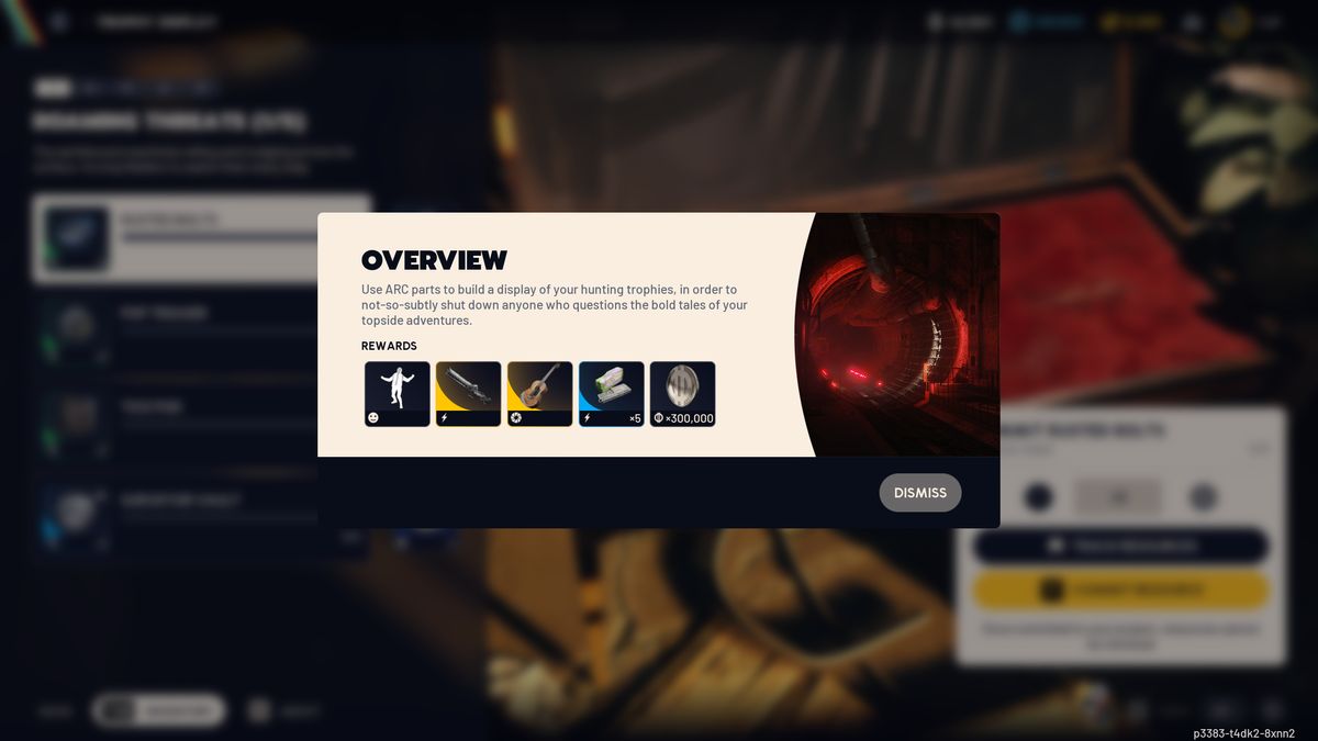 Arc Raiders Trophy Display: The overview screen for the project, showing all the completion rewards.