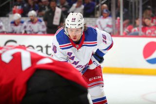 Artemi Panarin #10 of the New York Rangers during the second period of Game Two of the First Round of the 2023 Stanley Cup Playoffs against the New Jersey Devils at the Prudential Center on April 20, 2023 in Newark, New Jersey. 