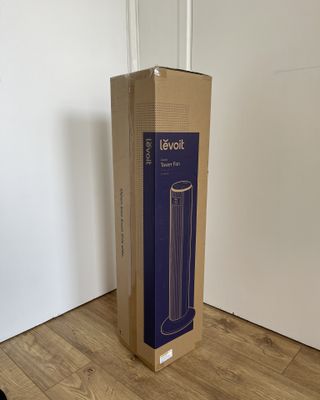 Levoit 36-Inch Classic Tower Fan in cardboard packaging