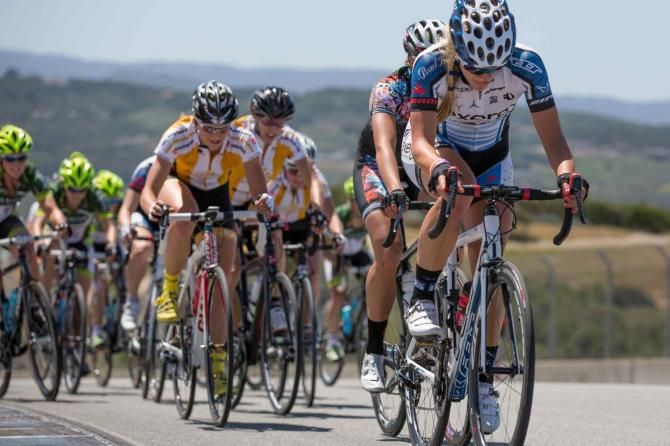 With her ExergyTWENTY16 teammate Jacquelyn Crowell up the road in a breakaway, Alison Tetrick sits at the front of the peloton as a counter-threat, less than 30 seconds from the overall race lead.