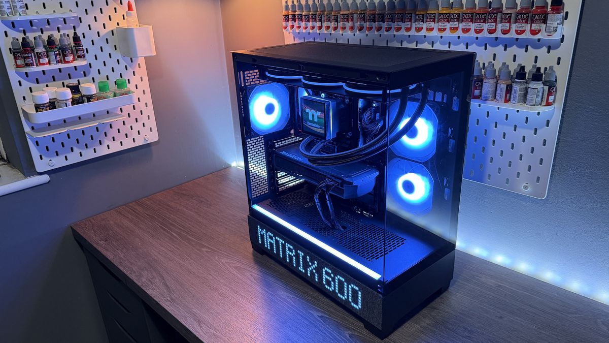 The Phanteks XT View Matrix case on a table.