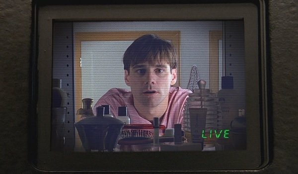 The Truman Show Jim Carrey bathroom mirror broadcast