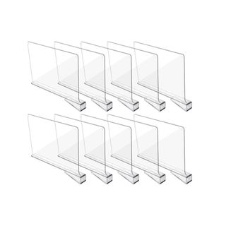 Ten acrylic shelf dividers