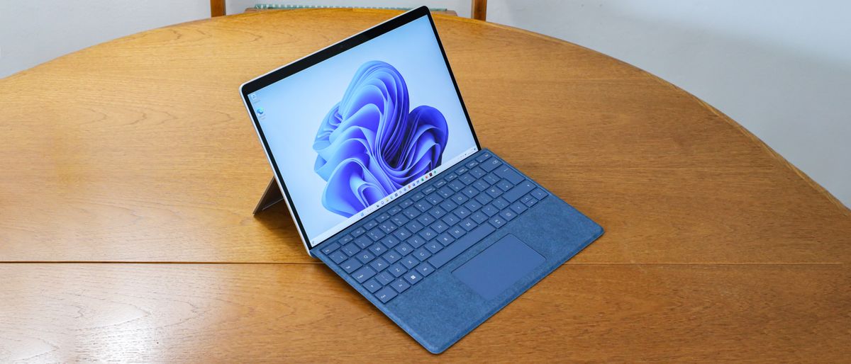 Microsoft Surface Pro 9 laptop tablet computer on a table