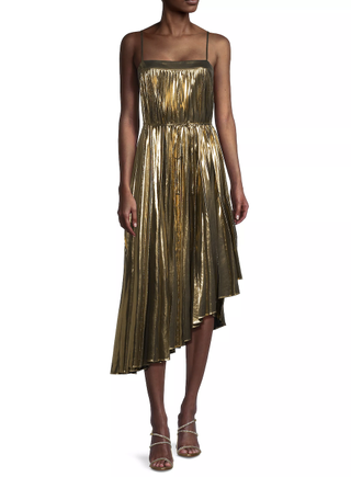 MillyIrene Metallic Asymmetric Midi-Dress