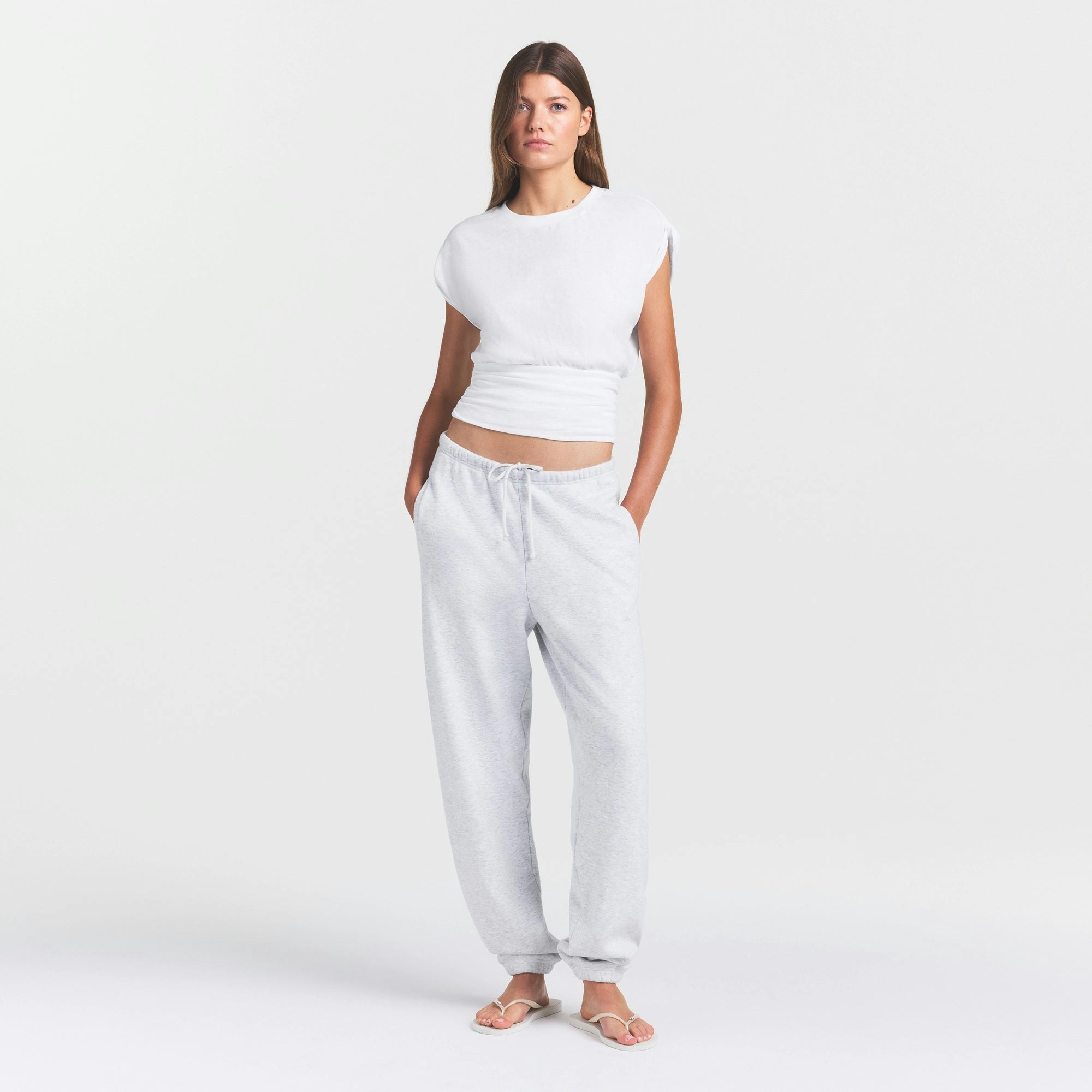 Worn in Jersey Ruched Tee | Snow | Xxs
