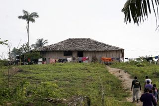 A settlement visited during an expedition in the Amazon.