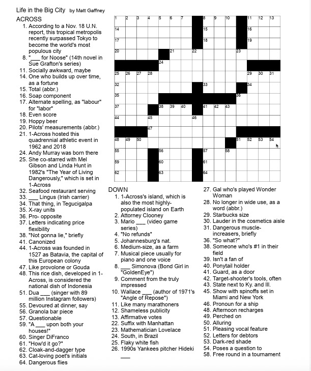 A crossword puzzle