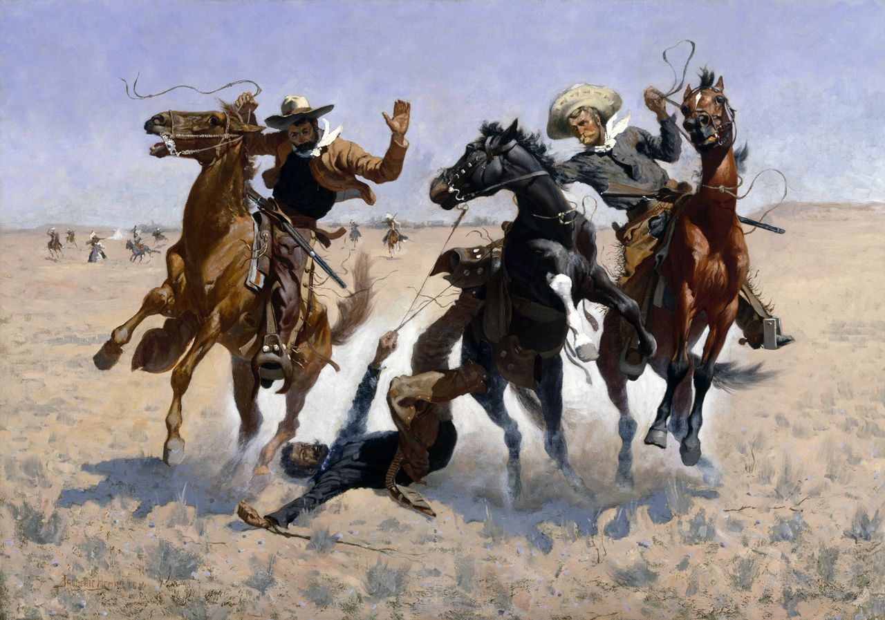 Aiding a Comrade, by Frederic Remington