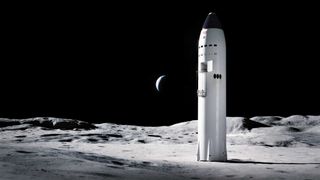 a large rocket on the surface of the moon