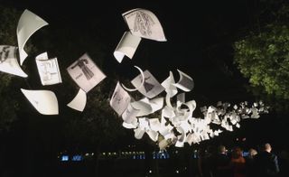 An illuminated installation at Fendi's 90th anniversary event