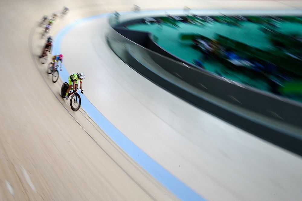 Cyclists train at the newly delivered Rio Olympic Velodrome at Olympic Park