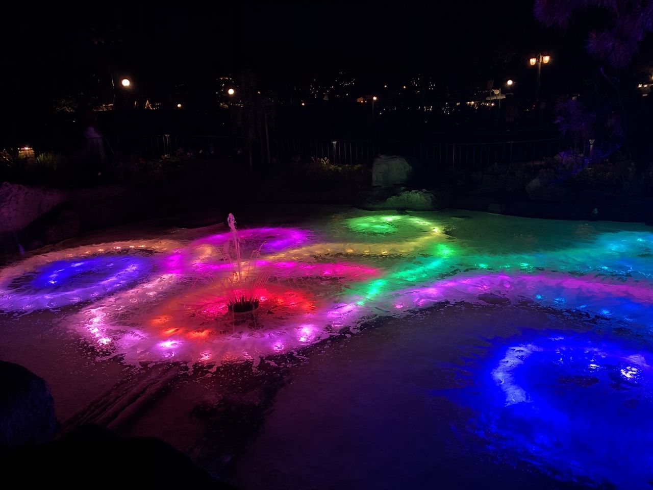 Pixie's Hollow fountain lit up