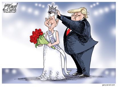 NL Political cartoon U.S. Donald Trump Mike Pence beauty queen