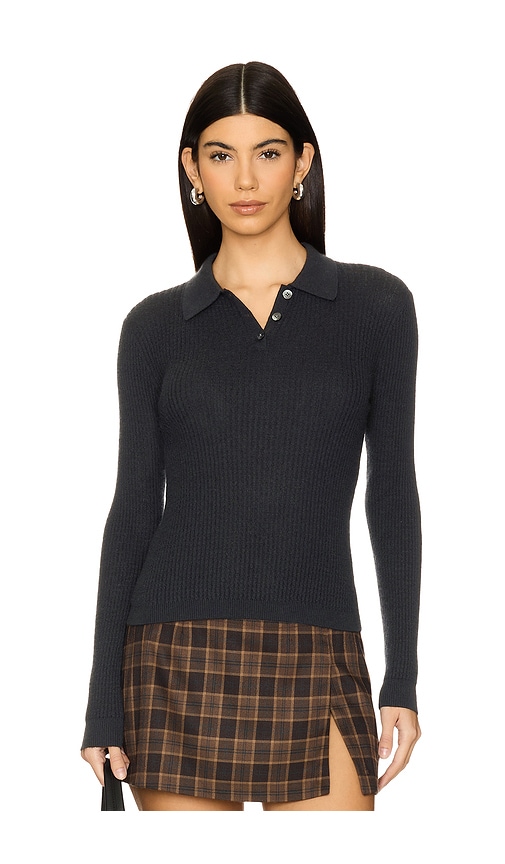 Long Sleeve Shrunken Polo Top