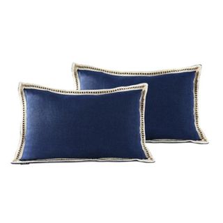 Dark navy blue linen pillows from Wayfair