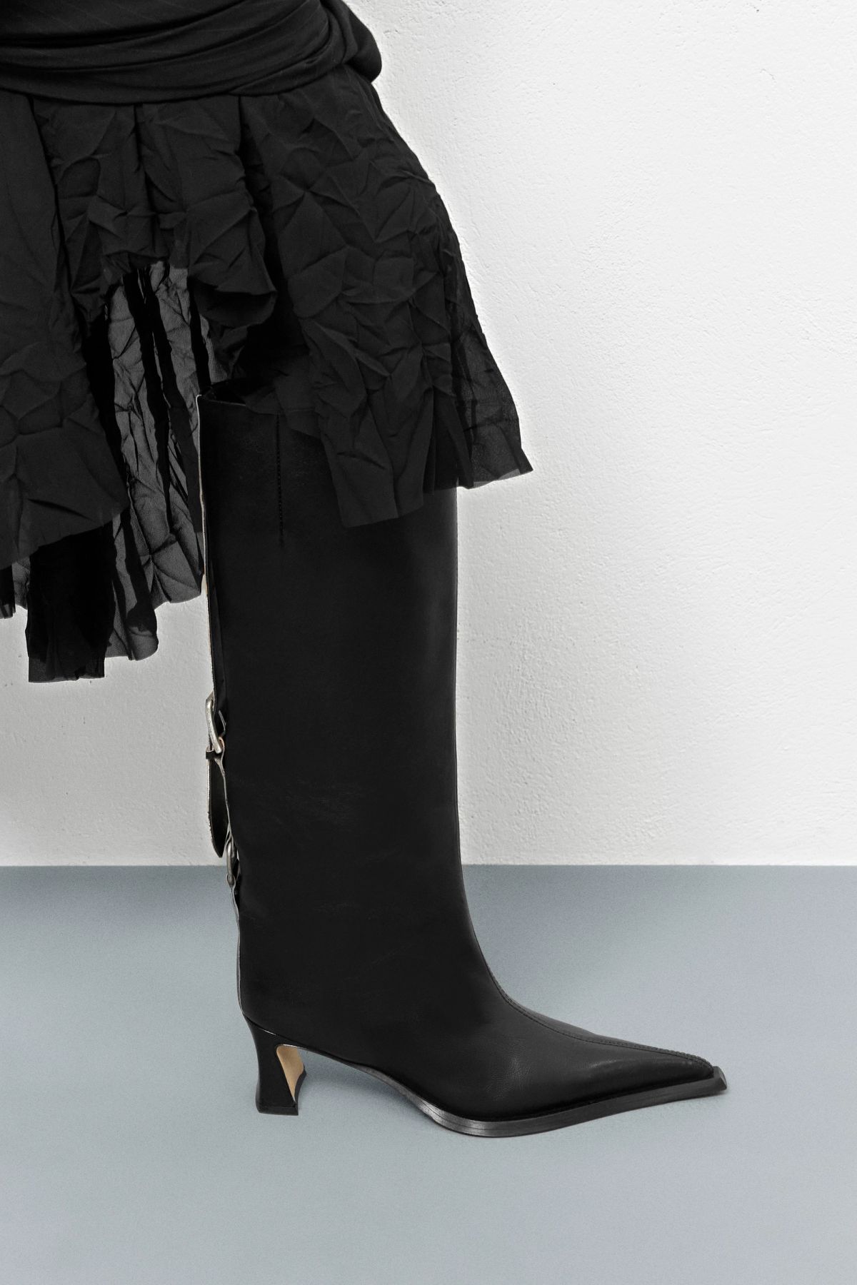 Charlene Boots - Adjustable Black Leather Belt