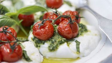 antipasto plate with cherry tomatoes and mozarella