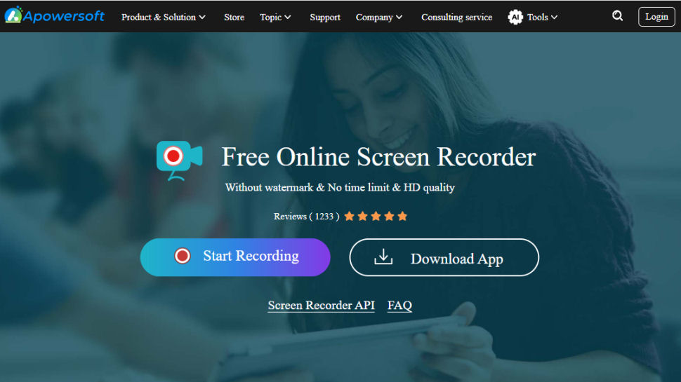 Website screenshot for Apowersoft Free Online Screen Recorder