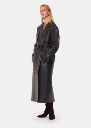 Black Faye Clean Bonded Trench Coat