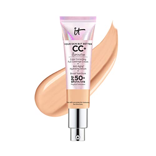 It Cosmetics Cc+ Cream Illumination (neutral Medium) - Full-Coverage Foundation With Spf 50, Color Corrector 
Anti-Aging Serum, With Niacinamide 
Hyaluronic Acid, Radiant Finish, 1.08 Fl Oz